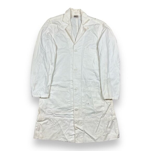 Vintage 1950’s Sanforized Medical Lab Coat 100% Cotton No Size Fishtail Work